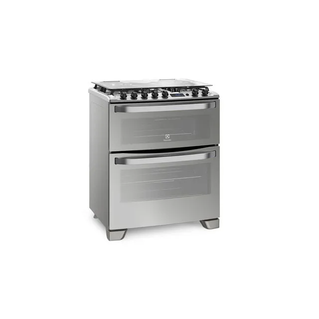COCINA ELECTROLUX 76DXR 76cm INOX 5 HORNALLAS DOBLE HORNO 90x76x69cm CLASE A