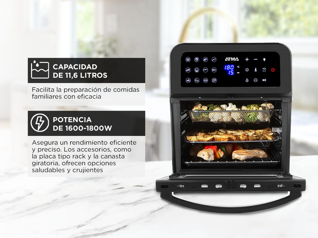 HORNO ELECTRICO AIR FRYER ATMA 12l HFR582DP  DIG 1800w 230°c SIN ACEITE