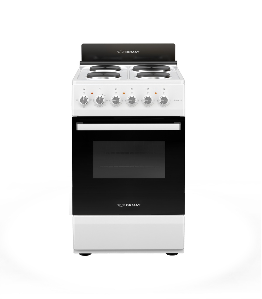 COCINA ORMAY NOVA-50 ELECTRICA 50cm BLANCA ENC 4 HORNALLAS TERMOSTATO