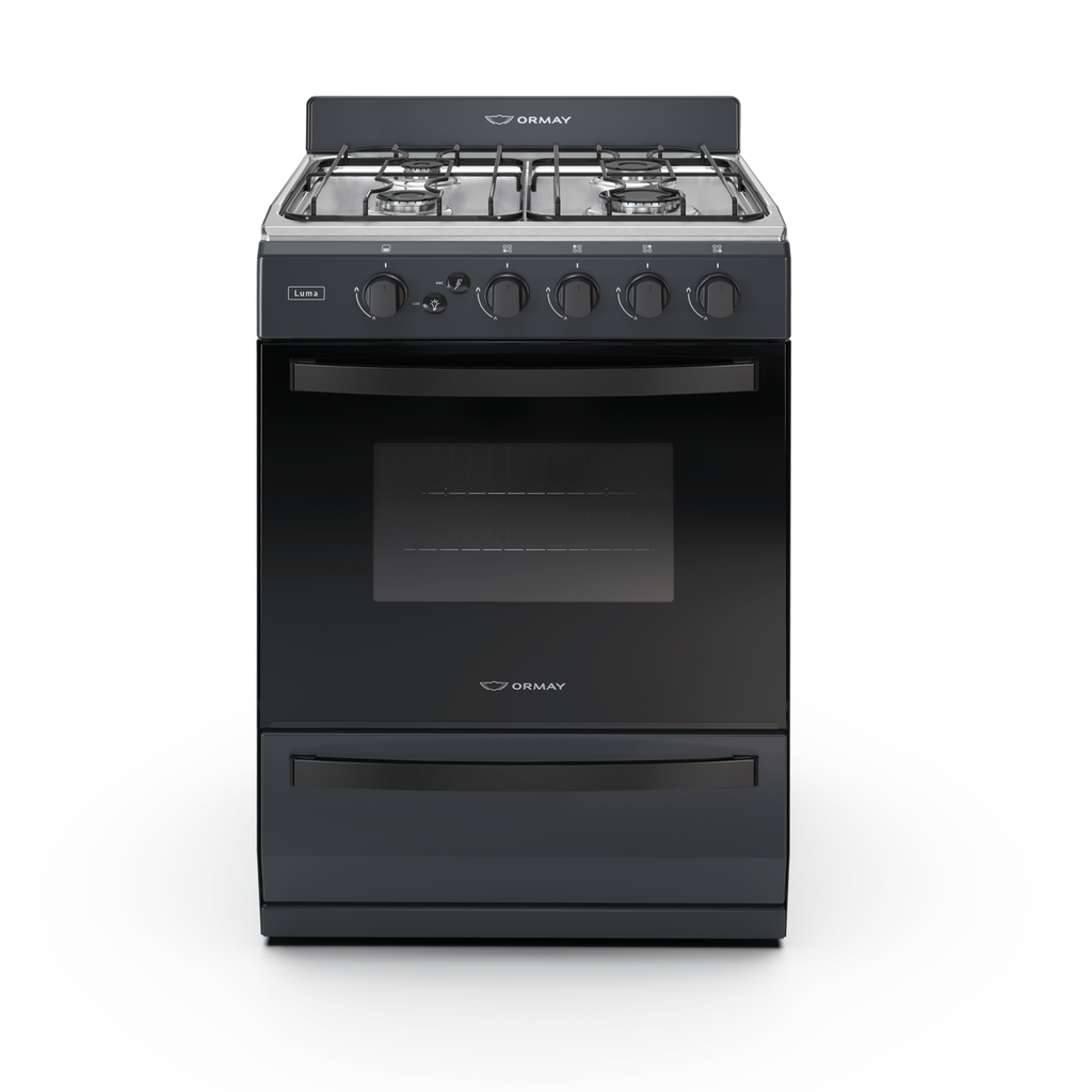 COCINA ORMAY LUMA NEGRA 56cm ENC LUZ FACIL LIMPIEZA A+ MULTIGAS 