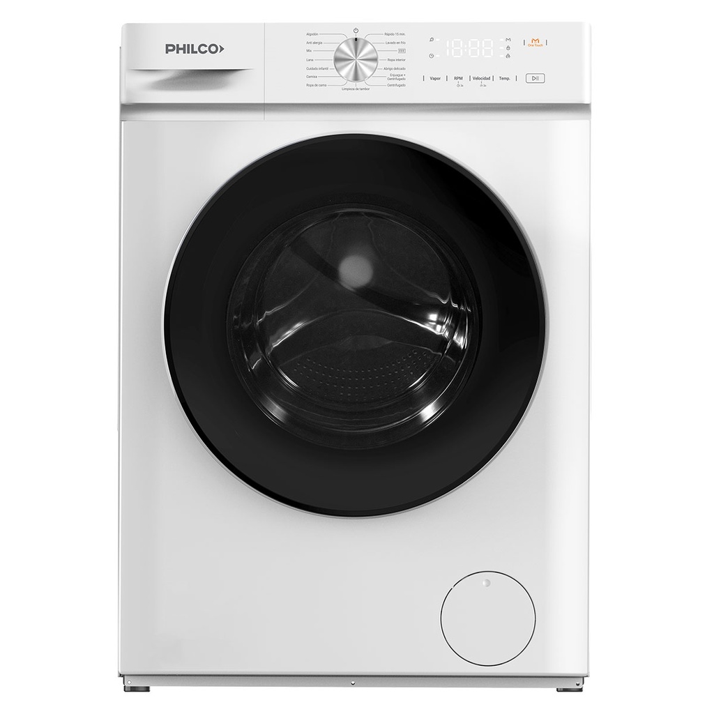 LAVARROPA PHILCO PHLF62BN 6kg 1200rpm INVERTER BLANCO FRONTAL 16P 