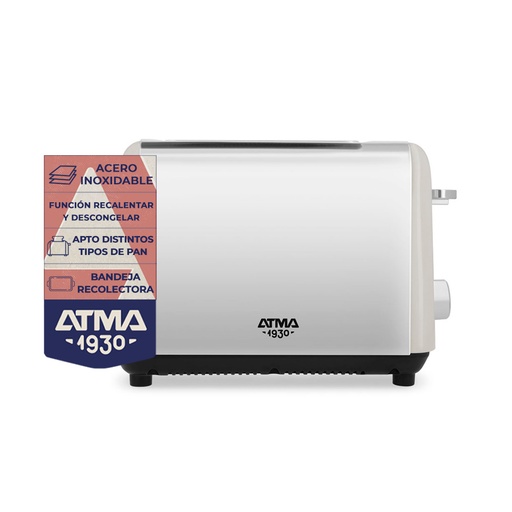 [111034938] TOSTADORA ATMA TOAT21VCP VINTAGE CREMA 7 NIVELES 2 REBANADAS
