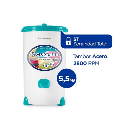 [003956290] SECARROPAS COLUMBIA 5.5 KG HTS 5503 TURQUESA 220V-50HZ
