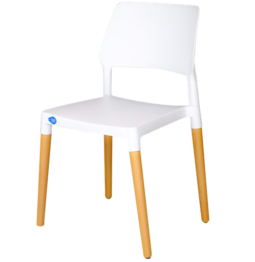 [28600049] SILLA VOSS2000 NIZA BLANCA PATAS MADERA CHASIS PLASTICO
