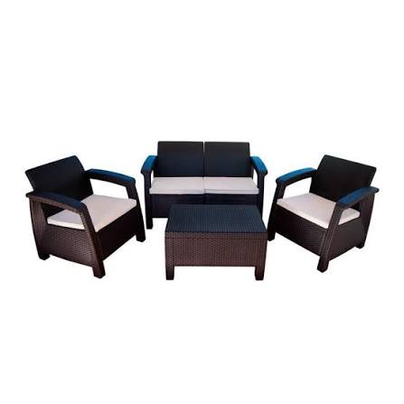 [28600073] MUEBLE JARDIN VOSS2000 ROMA 2 SILLON IND+1 DOBLE + 1 MESA AUX TIPO RATAN GRAFITO